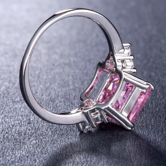 NEW Pink Sapphire & Princess Cut Sterling Silver - Picture 5 of 5